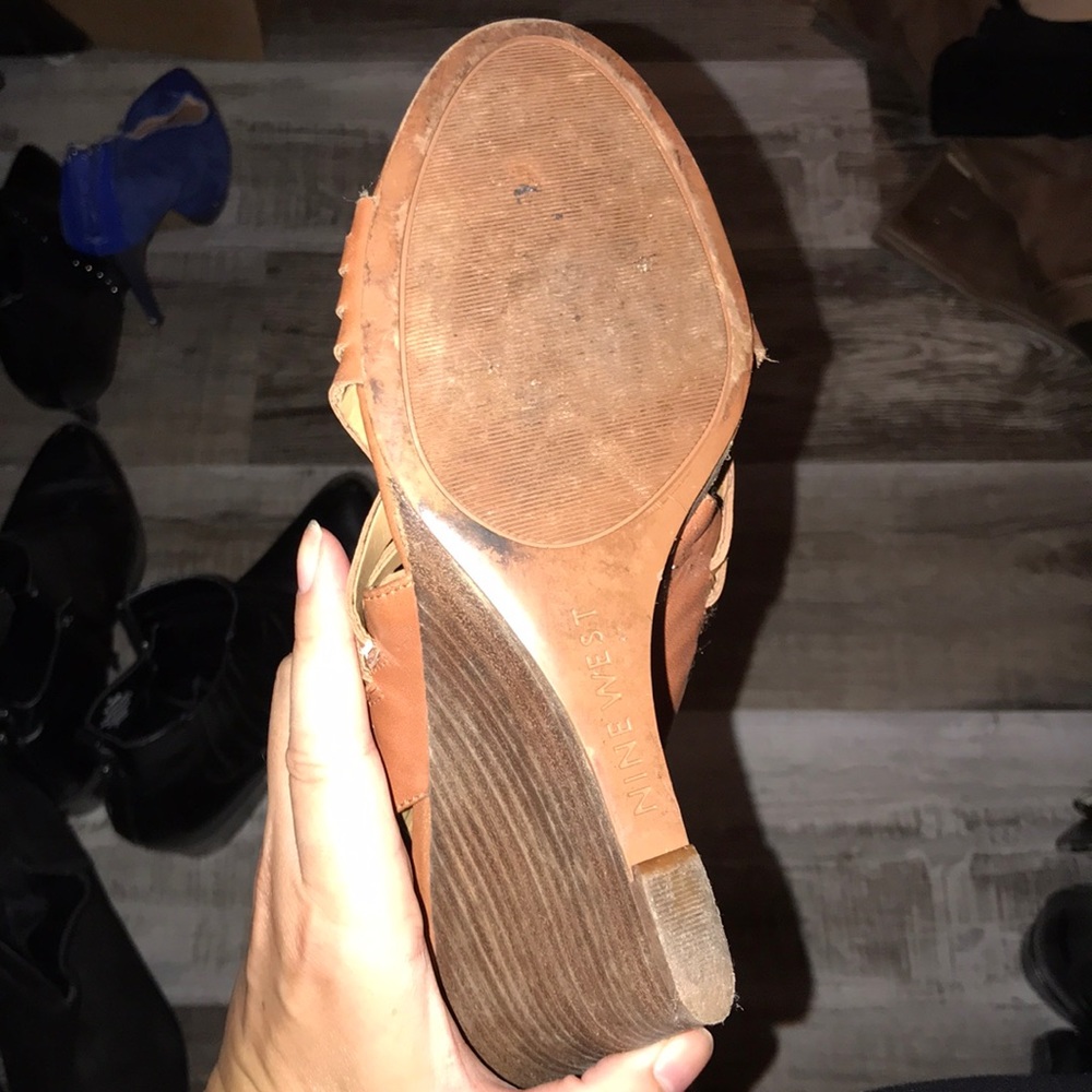 Nine West Cognac Mexicali Wedge Sandals View 5